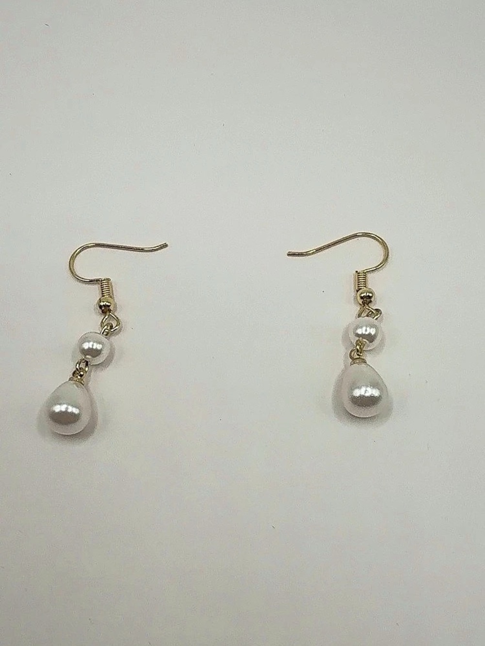 14K Gold Plated Teardrop Shell Pearl Dangle Earrings